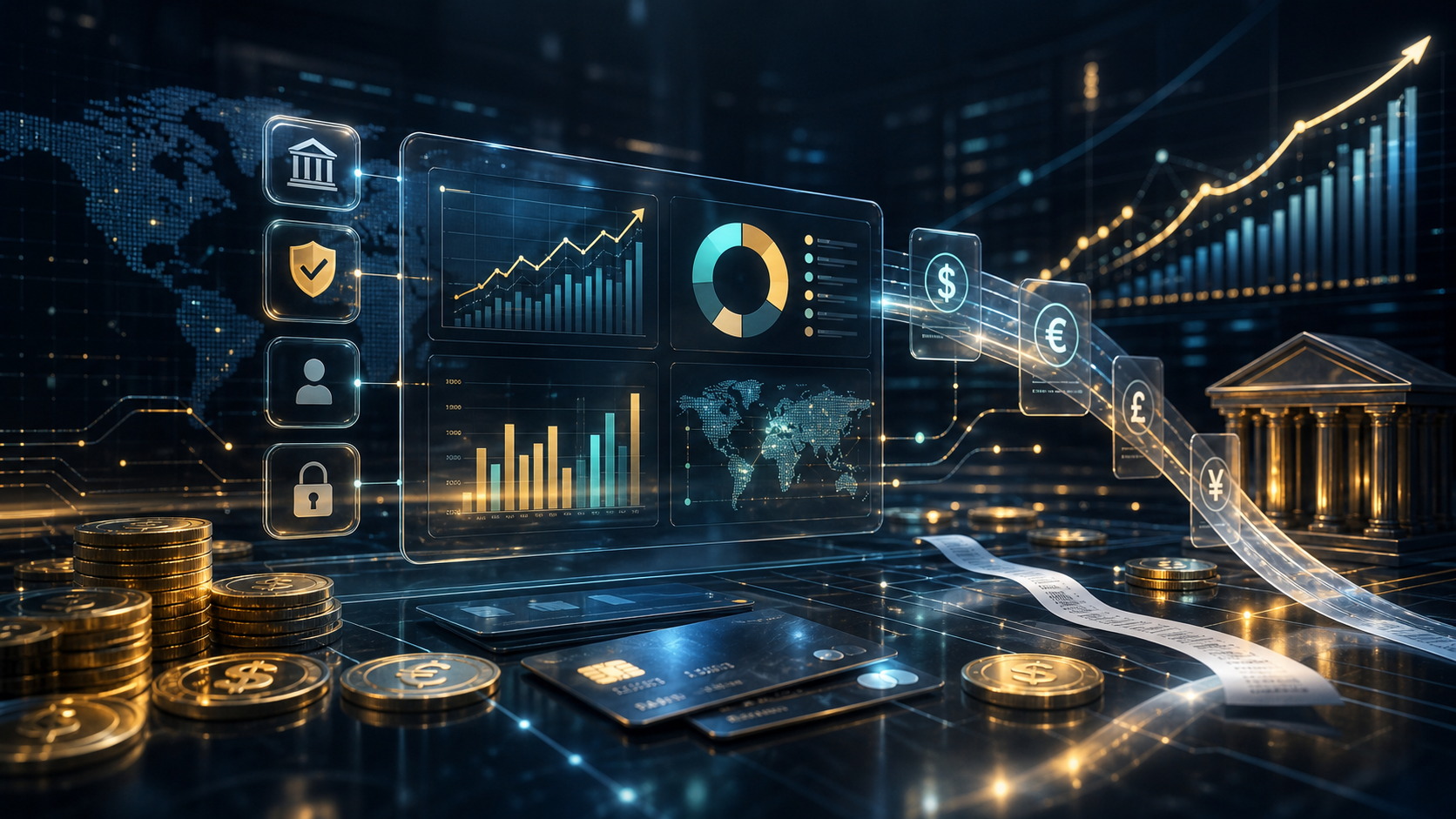 Finance advertising infrastructure illustration