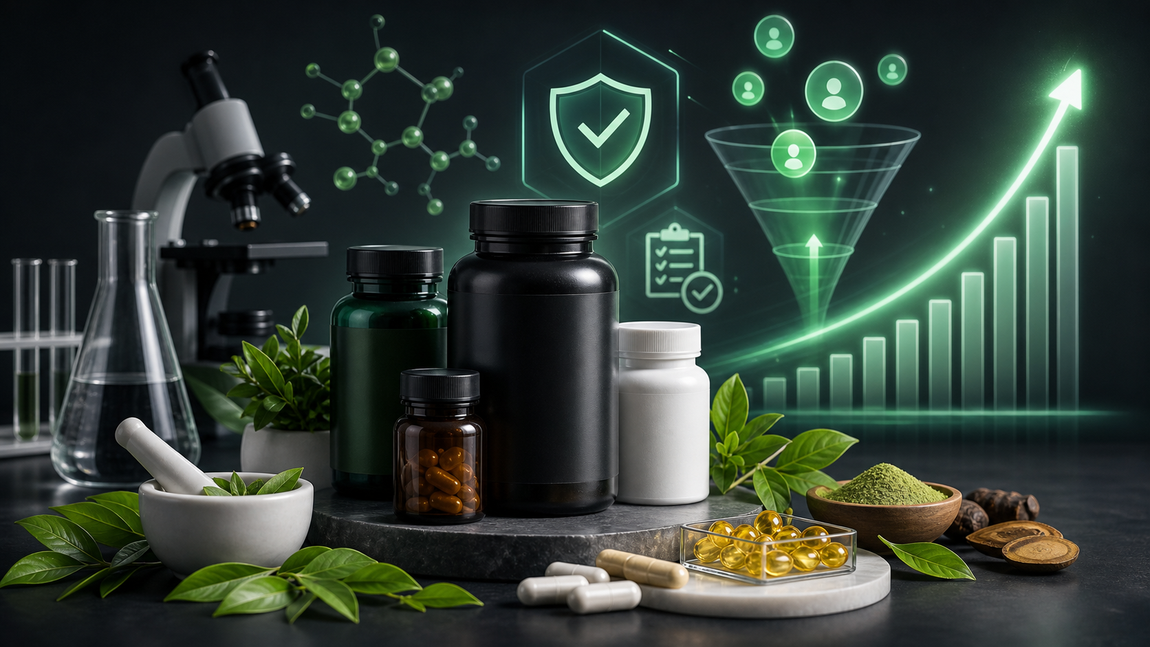 Supplements advertising infrastructure illustration