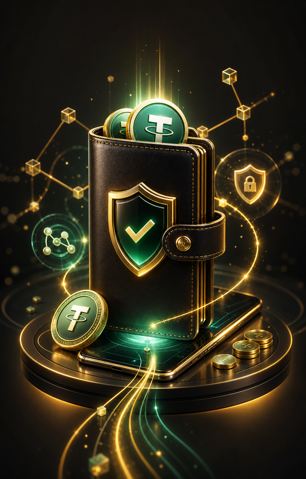 Secure crypto wallet transaction illustration